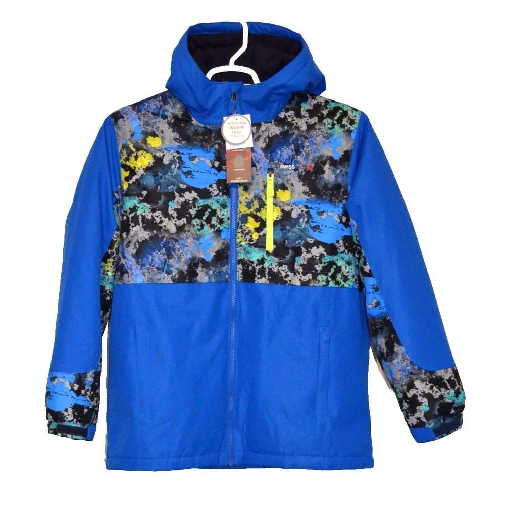 Swiss Tech Boys Reversible 3 in 1 Coat Blue & Multi Hooded Size XXL (18) Nwts‎